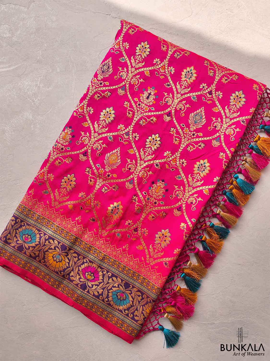 Pink Meenakari Banarasi Silk Saree