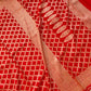 Red Pure Khaddi Georgette Handloom Jaal Design Banarasi Saree