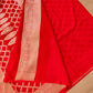 Red Pure Khaddi Georgette Handloom Jaal Design Banarasi Saree