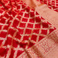 Red Pure Khaddi Georgette Handloom Jaal Design Banarasi Saree