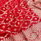 Red Pure Khaddi Georgette Handloom Jaal Design Banarasi Saree