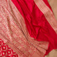 Red Pure Katan Silk Jaal Design Handloom Banarasi Saree