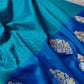 Blue Pure Katan Silk Tanchui Handloom Meenakari Banarasi Saree