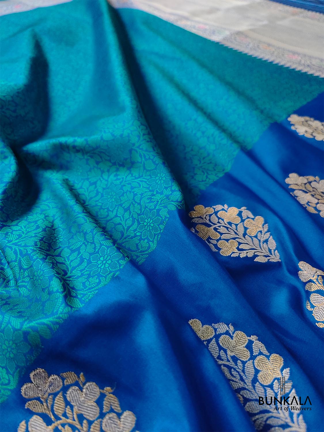 Blue Pure Katan Silk Tanchui Handloom Meenakari Banarasi Saree