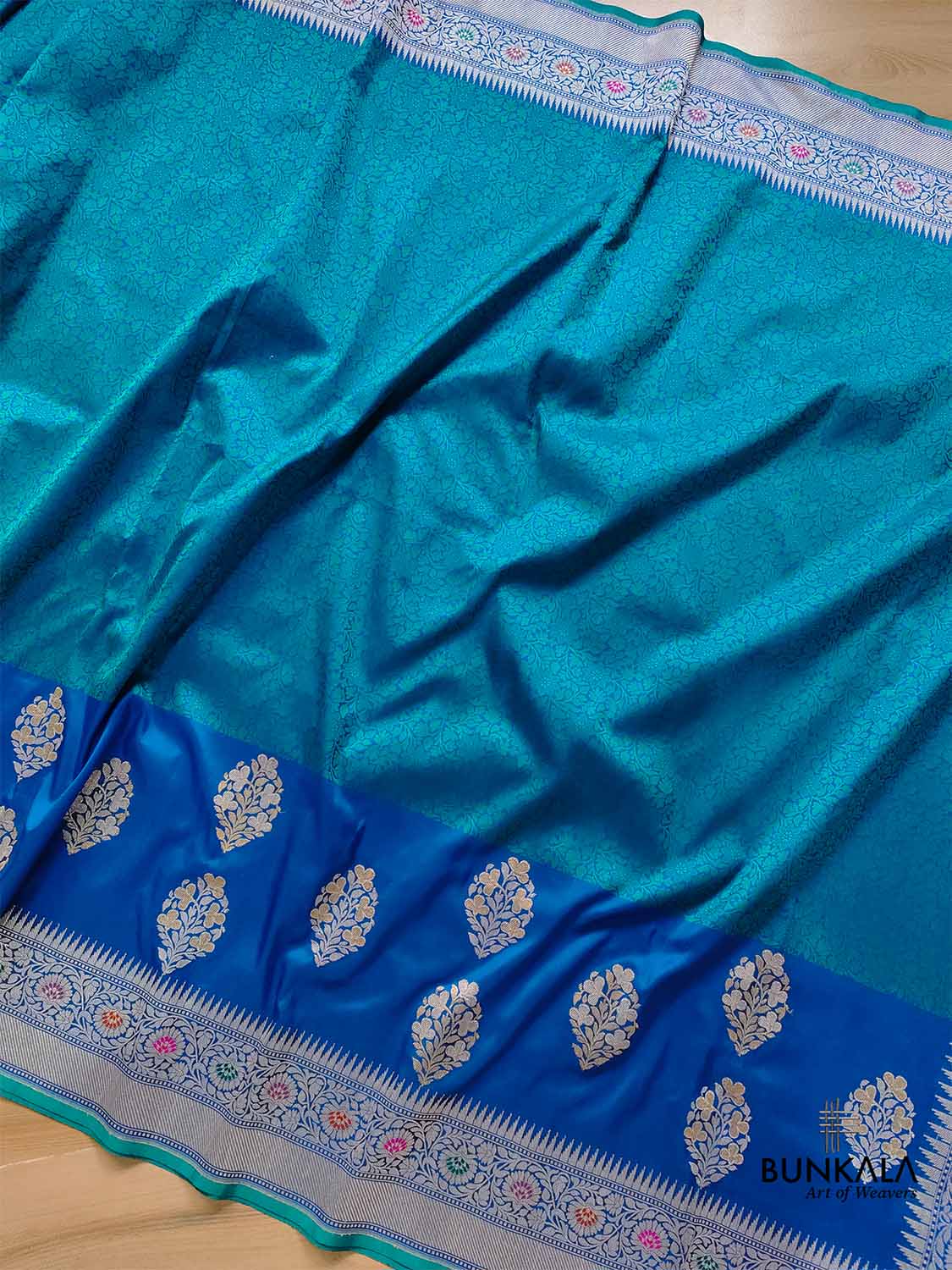 Blue Pure Katan Silk Tanchui Handloom Meenakari Banarasi Saree