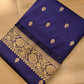 Purple Pure Katan Silk Handloom Allover Small Buti Design Banarasi Saree