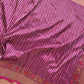 Purple Pure Katan Silk Handloom Sona Rupa Meenakari Stripe Design Banarasi Saree