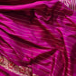 Purple Pure Katan Silk Handloom Sona Rupa Meenakari Stripe Design Banarasi Saree