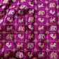 Purple Pure Katan Silk Handloom Sona Rupa Animal and Bird Design Banarasi Checks Saree
