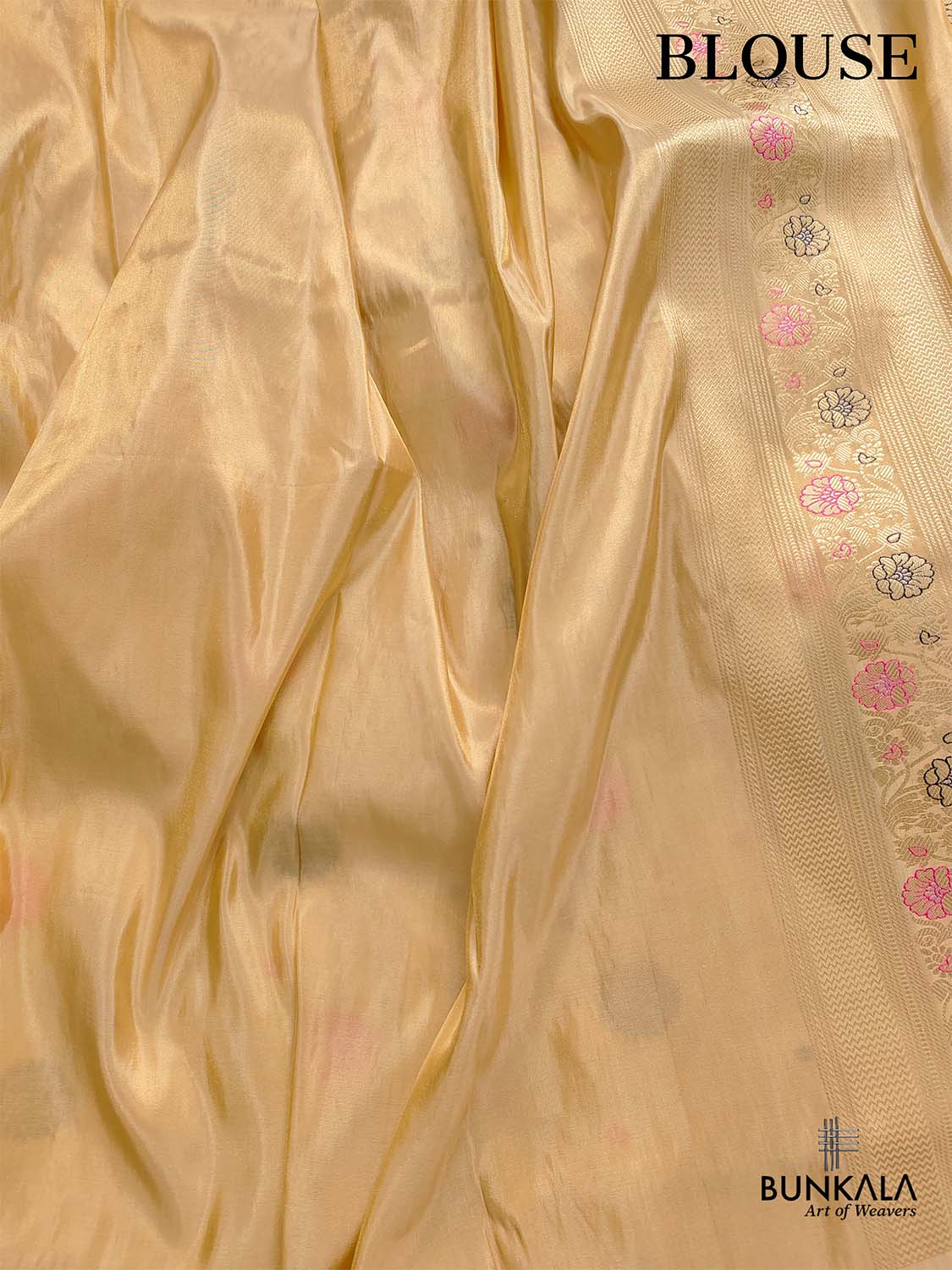 Beige Golden Tissue Katan Silk Handloom Sona Rupa Meenakari Kadwa Jangla Banarasi Saree