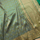 Green Pure Katan Silk Handloom Zig Zag Design Sona Rupa Banarasi Saree