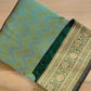 Green Pure Katan Silk Handloom Zig Zag Design Sona Rupa Banarasi Saree