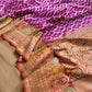 Intricately Woven Purple Pure Katan Silk Handloom Silver Zari Geometric Jaal Banarasi Saree with Meenakari Kadwa Border