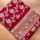 Bridal Bliss Maroon Pure Katan Silk Handloom Sona Rupa Kadwa Jangla Banarasi Saree