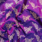 Luxurious Purple Pure Katan Silk Handloom Kadwa Weaved Gold and Silver Zari Floral Design Banarasi Saree