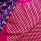 Luxurious Purple Pure Katan Silk Handloom Kadwa Weaved Gold and Silver Zari Floral Design Banarasi Saree