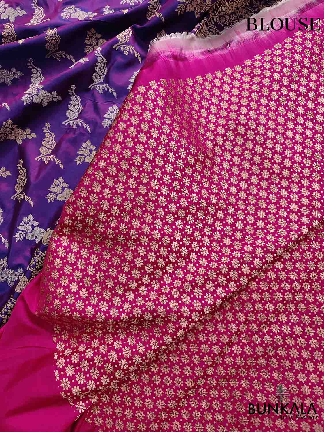 Luxurious Purple Pure Katan Silk Handloom Kadwa Weaved Gold and Silver Zari Floral Design Banarasi Saree